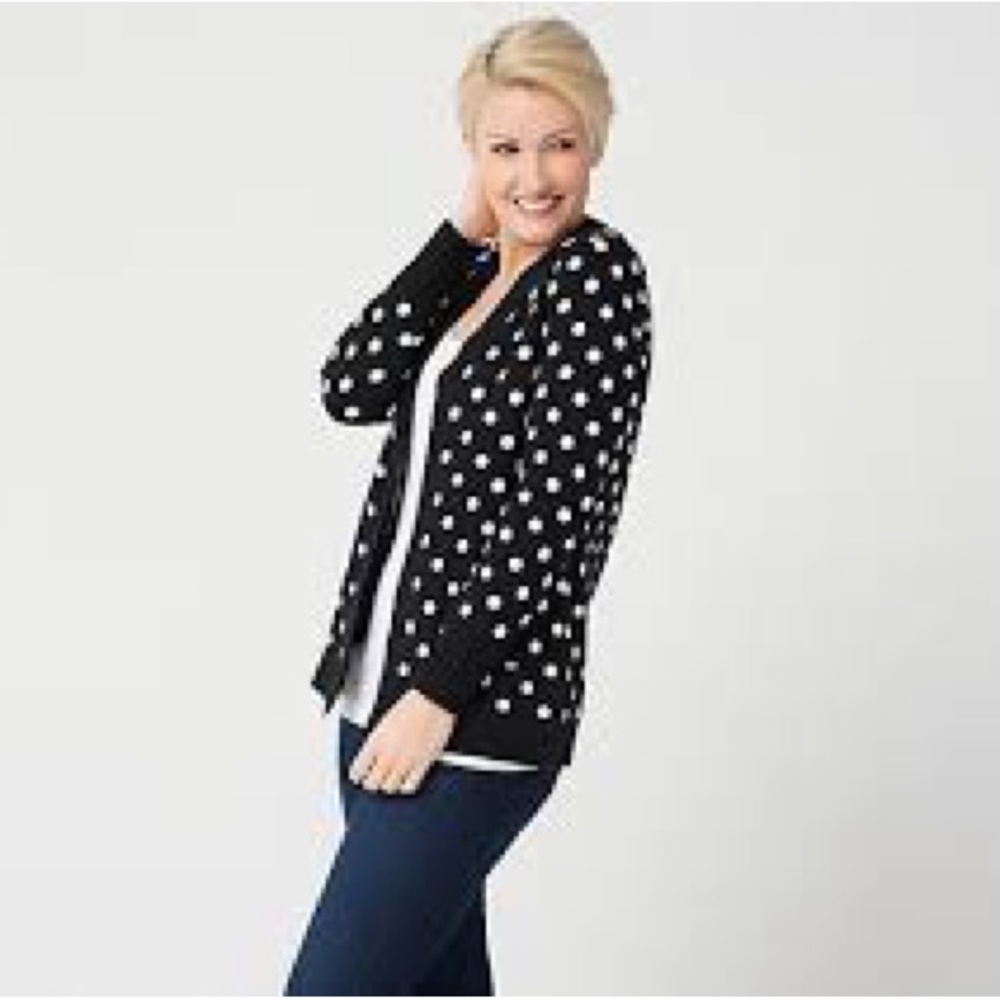 Women’s Black/ White Open style  Polka Dot Cardigan